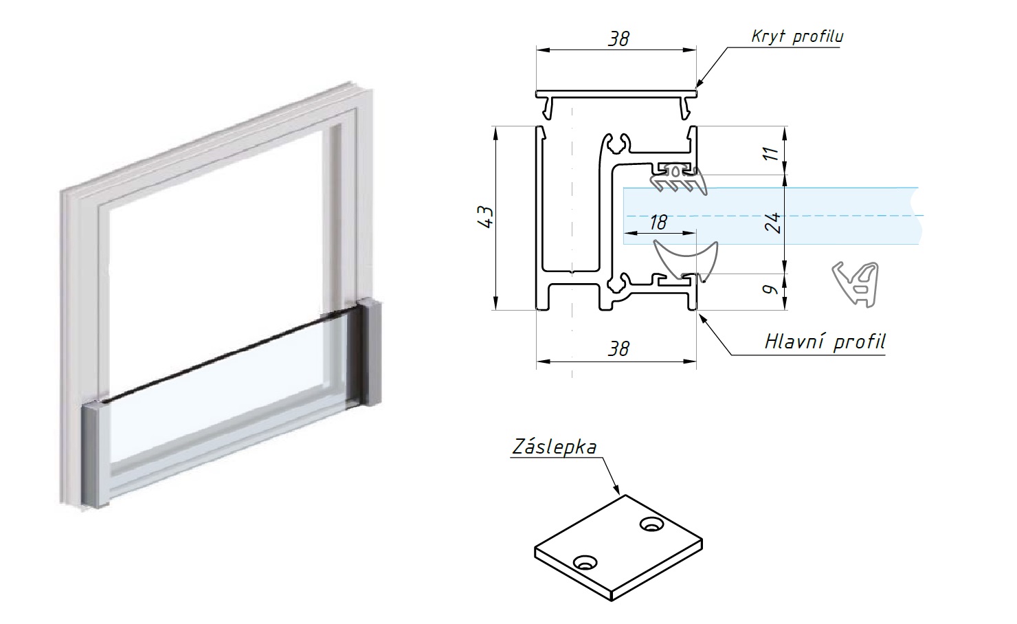 Hlavní profil Finestra 2100mm EV1