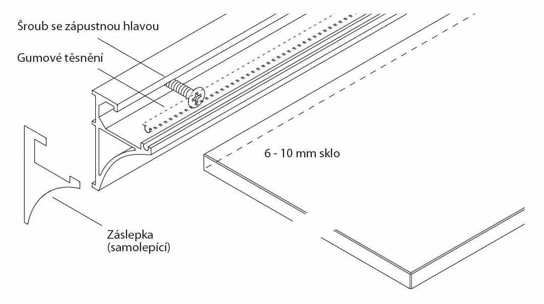 Policový profil GK 300 (6mm) Černá matná