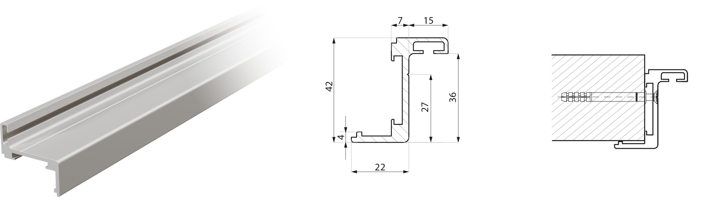Hliníková zárubeň Frame-Z T228 EV1 Levá