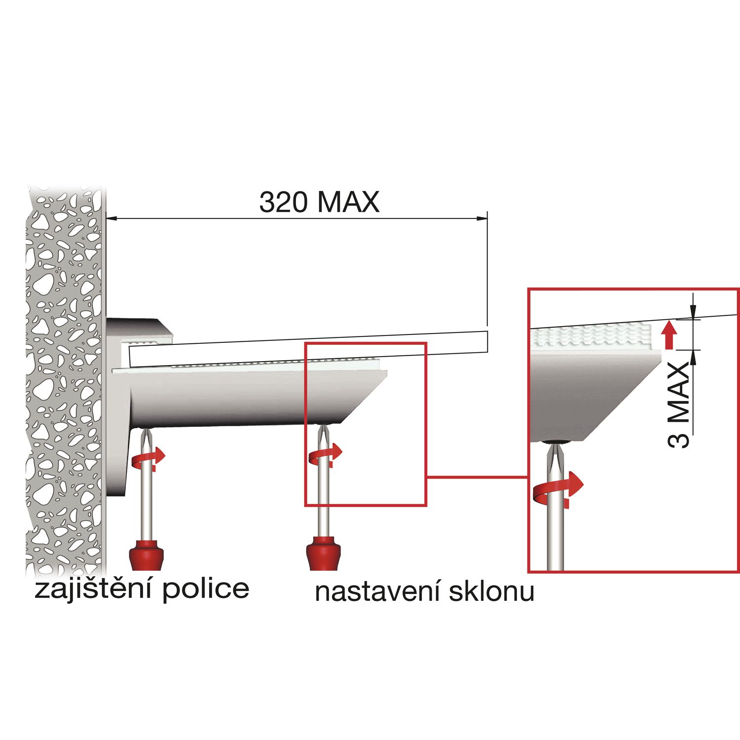 Podpěra polic Kaiman 7-41 Nerez matt (vzhled) (pár)