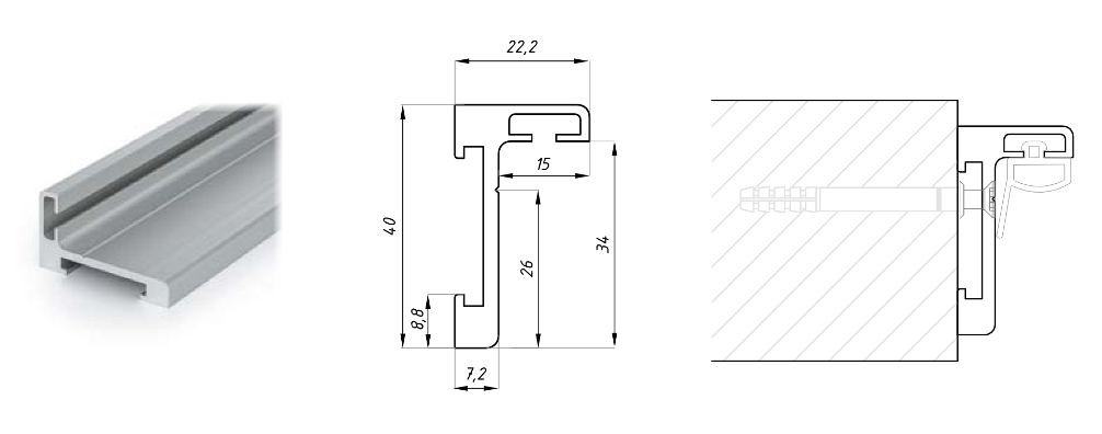 Hliníková zárubeň Frame-L T250 EV1 Pravá