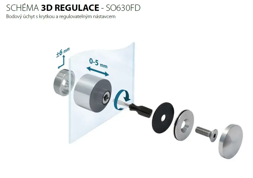 Kotevní bod SO630FD s distancí 30mm stavitelný Černá matná