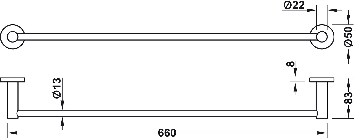 Věšák na ručníky HRO 660 Chrom lesk