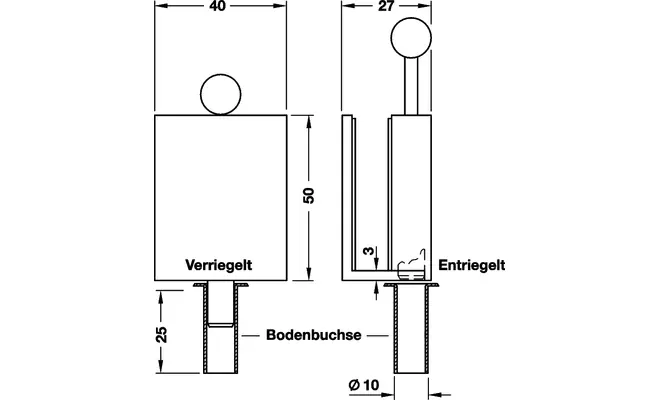 Zarážka dveřního křídla V2 Nerez matt (vzhled)
