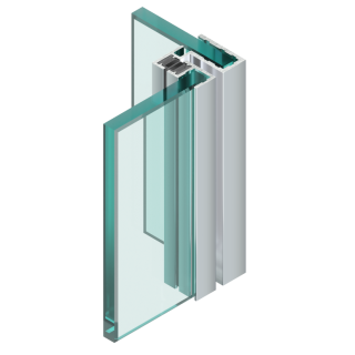 Rohové lištové magnetické těsnění 90° sklo-sklo 2300mm Lesk