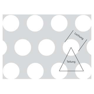 Nerez děrovaný plech 1.4301 broušený K240 2000x1000x1,5 KD:8-12 mm