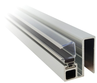 Rohové lištové magnetické těsnění 90° sklo-sklo 2300mm Nerez matt (vzhled)