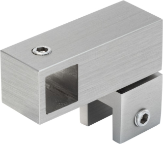 Spojka Square sklo-tyč vyosená Nerez matt (vzhled)